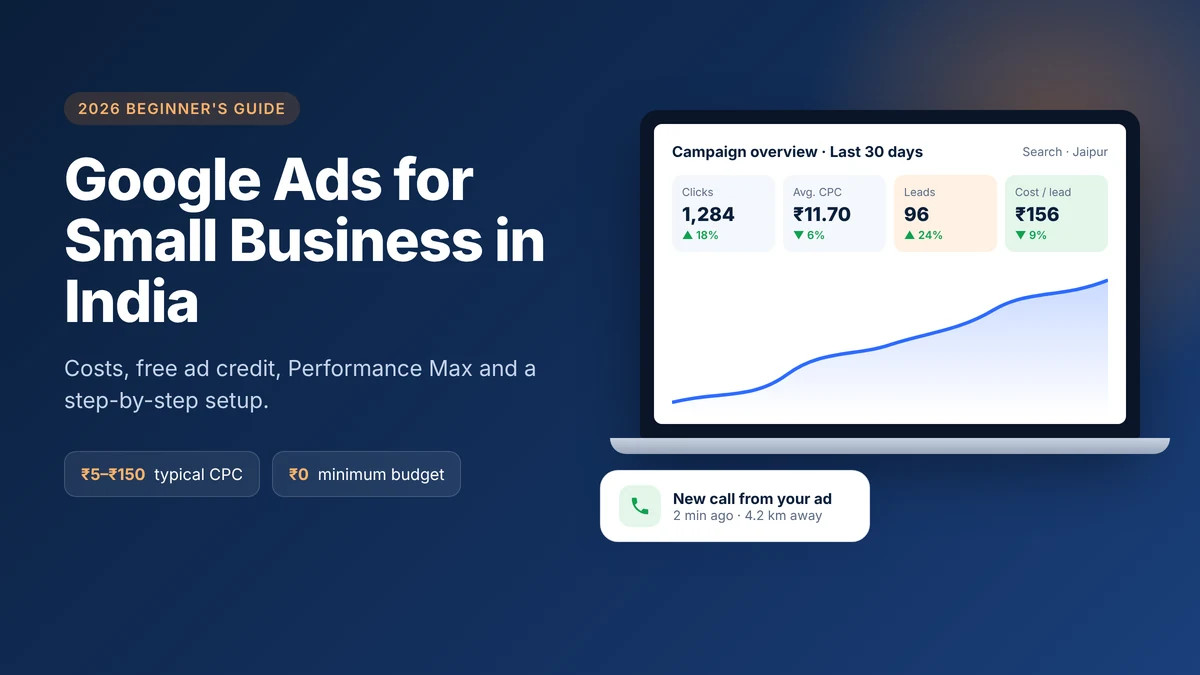 Indian small business owner checking Google Ads campaign